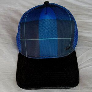Black & Blue Plaid Cotton & Mesh Adjustable Baseball Cap